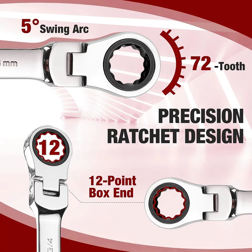 6mm 7mm 8mm 9mm 10mm 11mm 12mm 13mm 14mm 15mm 16mm 17mm 18mm 19mm Reversible Ratchet Wrench Ratcheting Socket Spanner Nut Tools