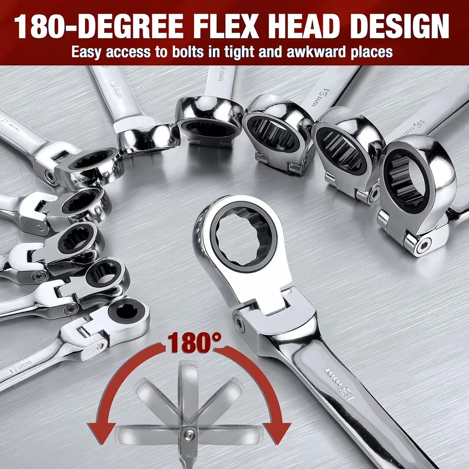 6mm 7mm 8mm 9mm 10mm 11mm 12mm 13mm 14mm 15mm 16mm 17mm 18mm 19mm Reversible Ratchet Wrench Ratcheting Socket Spanner Nut Tools