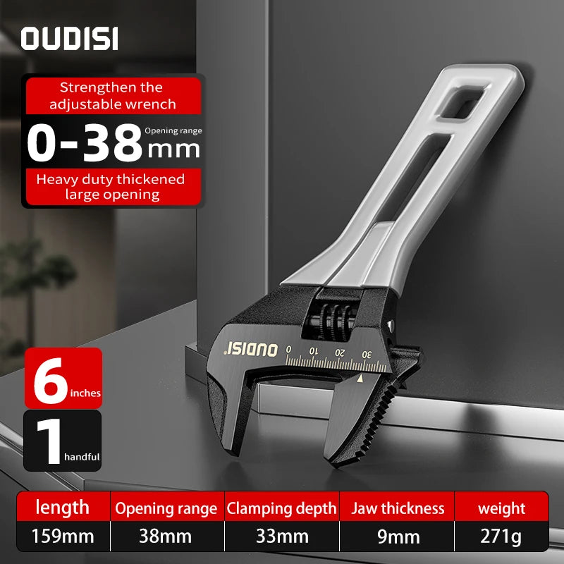 Adjustable Large Open Steel Wrench Universal Mini Spanner Bathroom Multifunctional Household Pipes Repair Tools 5/6/8 Inch