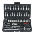 Heavy Duty 46Pcs Car Repair Tool Kit 1/4 Inch Drive Socket Set Ratchet Torque Wrench for Vehicle Mechanical Maintenance