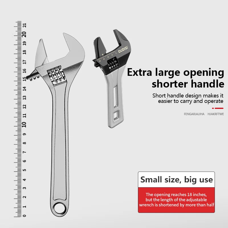 Adjustable Large Open Steel Wrench Universal Mini Spanner Bathroom Multifunctional Household Pipes Repair Tools 5/6/8 Inch