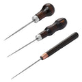 Sewing Awl with Wooden Handle, Scratch Stitching Pin, Punch for Sewing Shoes Repair Tool, Hand Stitcher, Leather Craft Awl, 3Pcs