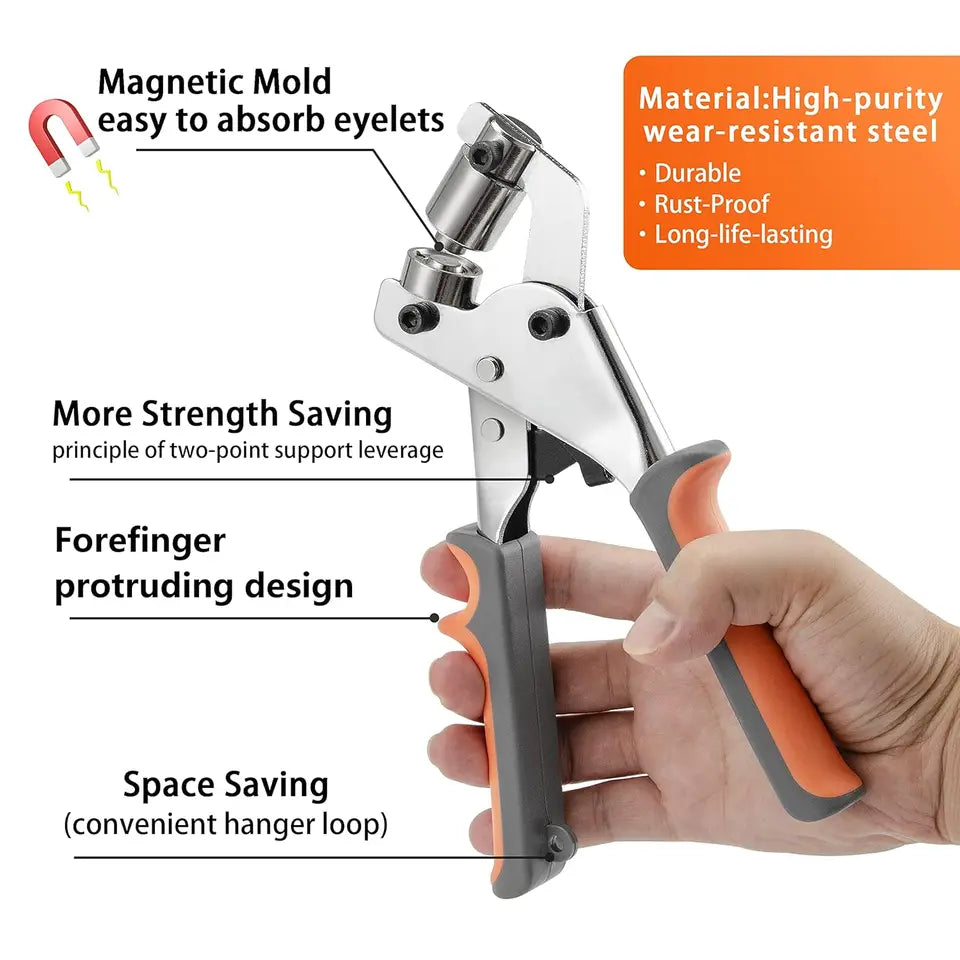 6mm / 10mm Eyelet Pliers Kit Tools Portable Hand Press Metal Grommet Hole Punch Plier for Leather Canvas Clothing DIY Tarp Ring