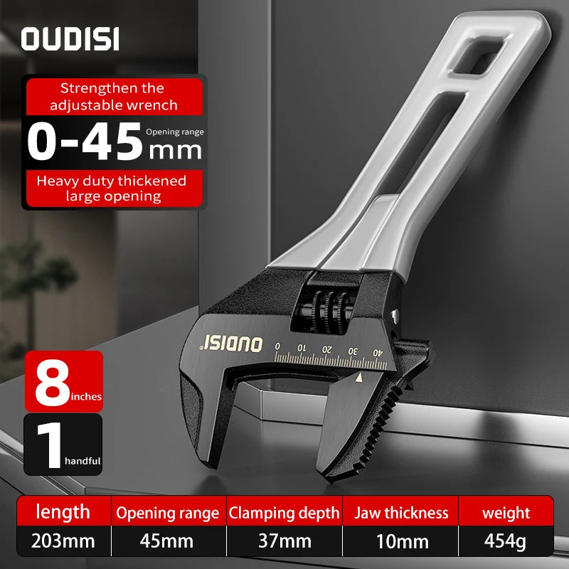 Adjustable Large Open Steel Wrench Universal Mini Spanner Bathroom Multifunctional Household Pipes Repair Tools 5/6/8 Inch