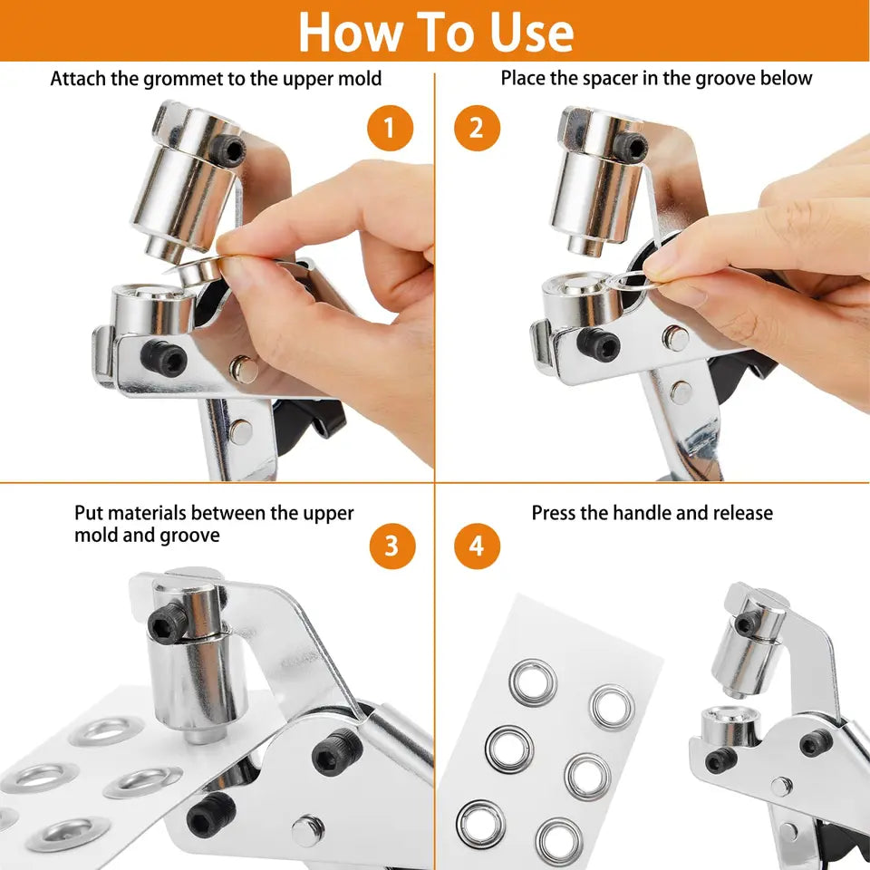 6mm / 10mm Eyelet Pliers Kit Tools Portable Hand Press Metal Grommet Hole Punch Plier for Leather Canvas Clothing DIY Tarp Ring
